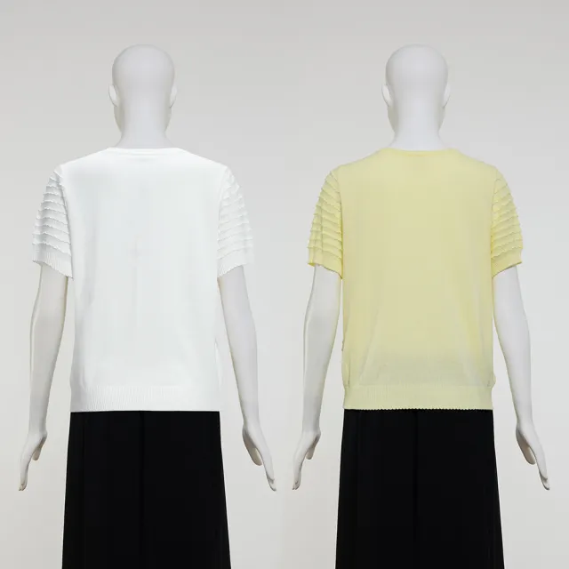 【ILEY 伊蕾】蕾絲波浪棉質針織上衣(兩色；M-XL；1251405022)
