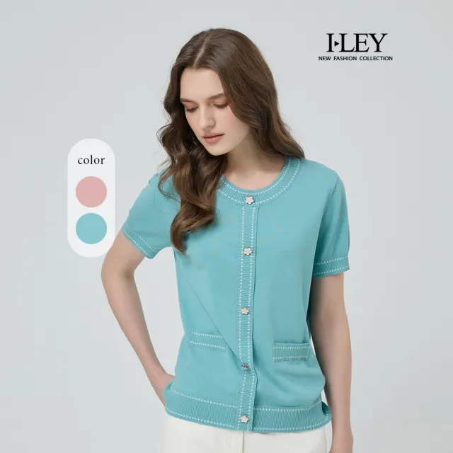 【ILEY 伊蕾】花朵排釦萊賽爾針織上衣(兩色;M-2L;1251455003)