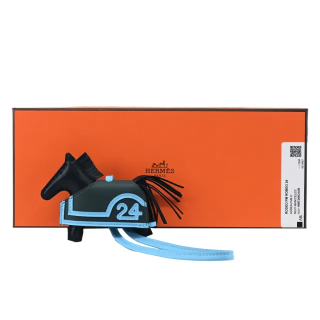 【Hermes 愛馬仕】Rodeo Robeo PM小羊皮24號賽馬吊(黑色/沼澤綠/天藍色)