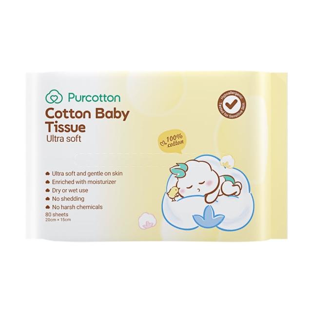【Purcotton】全棉時代 100%純棉嬰兒超柔乾濕兩用巾80片加厚(15*20公分)