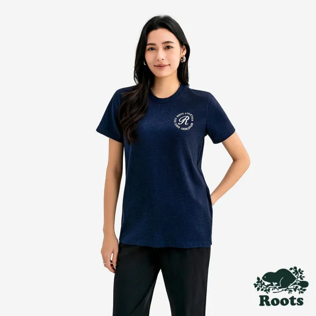【Roots】Roots 女裝- ATHLETIC DEPT BEAVER 短袖上衣(深藍色)