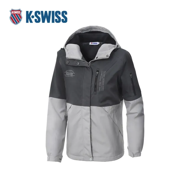 【K-SWISS】運動外套 25FW WINDBREAKER 連帽 口袋 拉鍊 女款 灰色 1912721-033