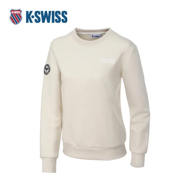 【K-SWISS】休閒長袖 TW SWEATSHIRT 1 圓領 女款 奶油白色 1912495-026