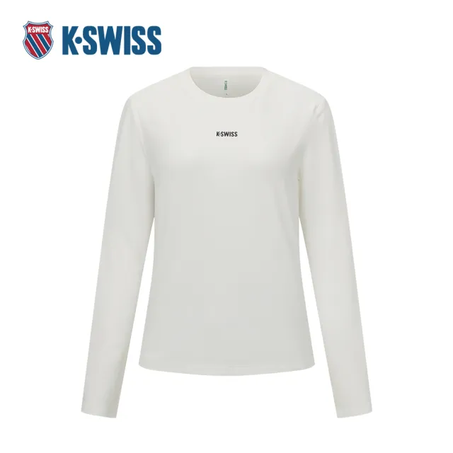 【K-SWISS】運動長袖 W SILKY TECH LS TEE 圓領 女款 米白色 1912109-115