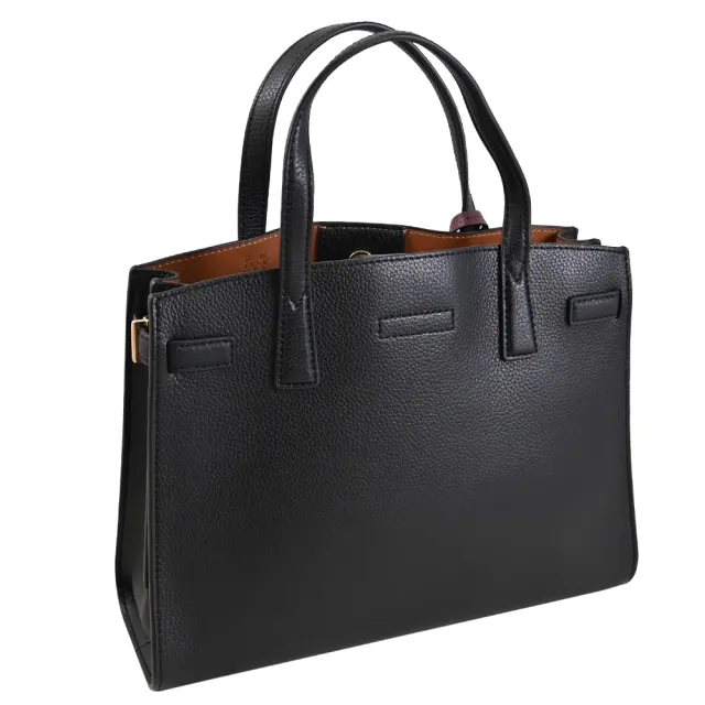【TORY BURCH】Robinson 金屬LOGO吊飾手提包三層包托特包(黑)