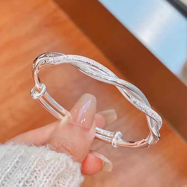【桃花源創意工坊】莫比烏斯足銀999純銀手鐲實心纏繞手鐲女輕奢精緻高級簡約手鍊
