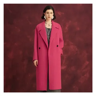 【JESSICA】高質感羊毛玫粉翻領長款大衣外套J54C10