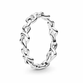 【Pandora 潘多拉】threads爆紅款 愛心扭結戒指-情人節送禮推薦 情侶對戒(浪漫首選)