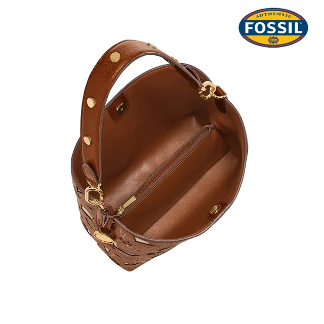 【FOSSIL】Jessie 真皮花卉滿版水桶包-咖啡色 ZB11197124