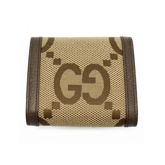 【GUCCI 古馳】Diana 竹節系列 緹花帆布皮革二折短夾錢包 棕色 (658635 UKMBT 2572)
