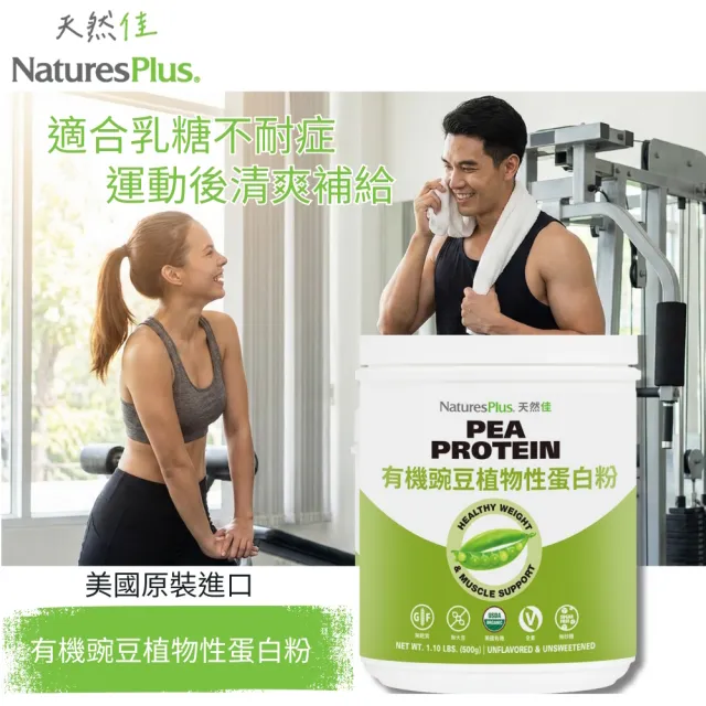 【NaturesPlus 天然佳】有機豌豆植物性蛋白粉 3入組 500G/瓶(有機素食高蛋白)