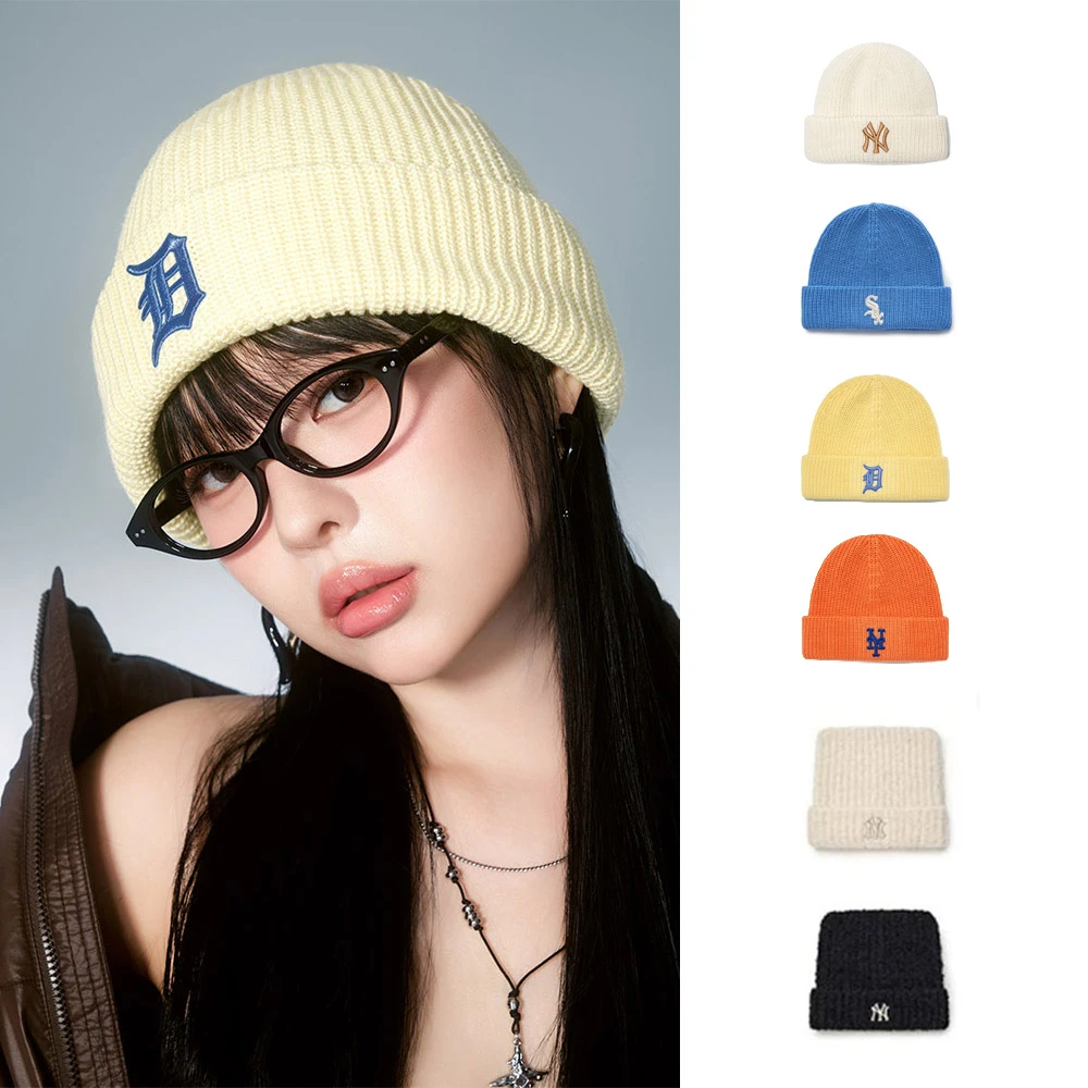 MLB貓耳帽 MLB貓耳帽 針織毛帽 KARINA同款 道奇,紅襪,洋基隊,3ABNB1356,3ABNB1156-多款任選)