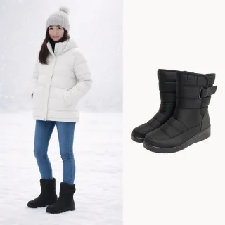 【SOFE MORE】36-42碼 輕便保暖中筒靴 時尚魔術貼短靴 防滑耐磨厚底增高靴 冬季雪地必備靴(雪靴)