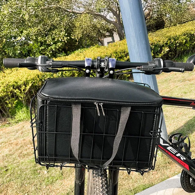 【SKR】防潑水皮革兩用自行車置物籃收納包 保溫菜籃 電輔車前車置物籃 小旋風電動輔助腳踏車 滑板車通用