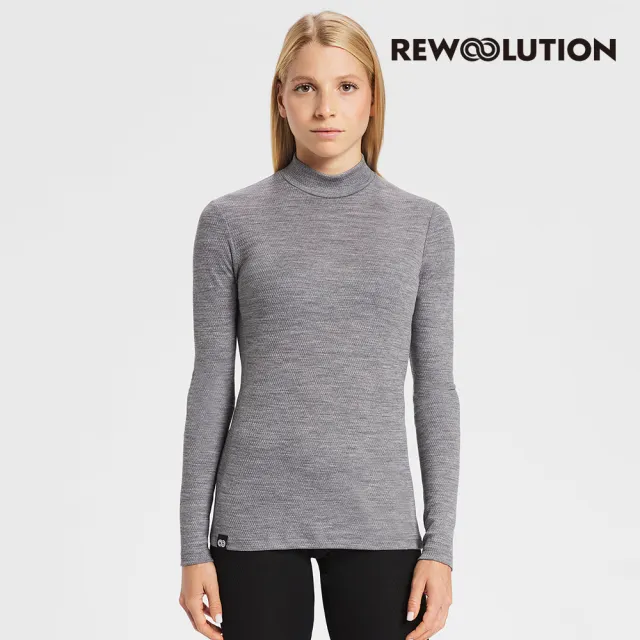 【Rewoolution】女 BAKKI 180g小高領長袖上衣[霧灰]羊毛衣 T恤 登山必備 吸濕排汗(REEB2WC708)