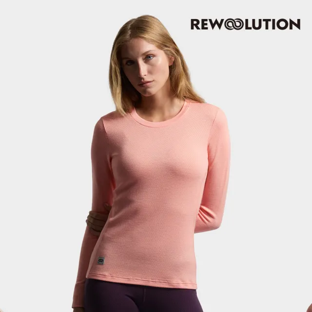 【Rewoolution】女 LILY 180g長袖T恤[鮭魚粉]羊毛衣 T恤 登山必備 吸濕排汗(REEB2WC707)