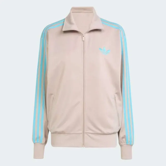 【adidas 愛迪達】Firebird Tt 女 立領外套 運動外套 休閒穿搭 米灰 水藍 亞版(JX7864)