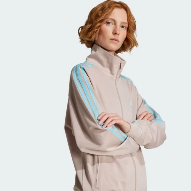 【adidas 愛迪達】Firebird Tt 女 立領外套 運動外套 休閒穿搭 米灰 水藍 亞版(JX7864)