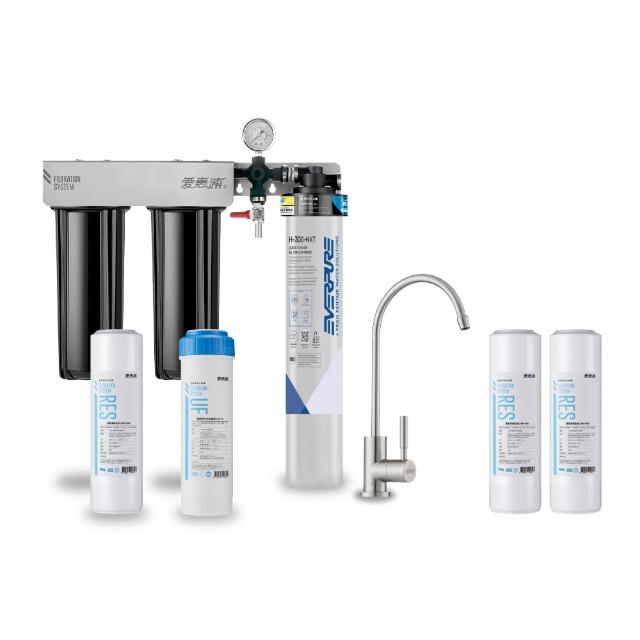【EVERPURE 愛惠浦】櫥下型 PURVIVE Trio-H300NXT三道式生飲淨水器(升級不鏽鋼龍頭/前置樹脂+中空絲膜)