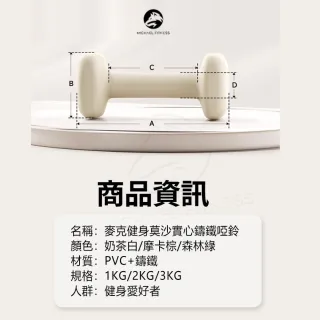 【Michael Fitness 麥克健身】3KG 啞鈴 實心鑄鐵啞鈴 小啞鈴 啞鈴組 健身啞鈴