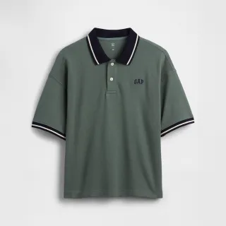 【GAP】兒童寬版Gap Logo PK布Polo衫-都會綠(887102)