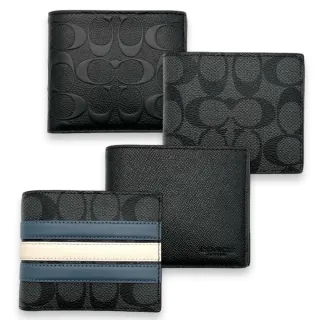 【COACH】經典滿版緹花LOGO 防刮皮革 八卡1+1可拆式夾層 男生 短夾 皮夾(CR899 CR957 CW385 380)