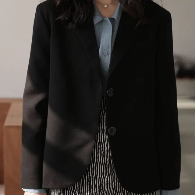 【AS 梨卡】大衣 西裝外套 短版 西裝外套女春秋新款 摩登灰黑色修身百搭顯瘦外套 西裝上衣VG070