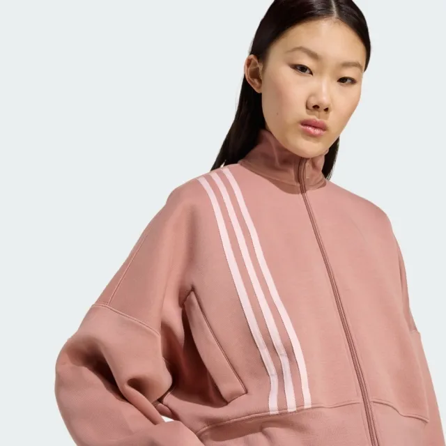 【adidas 愛迪達】3 Stripes Zipup 女 立領外套 運動外套 休閒穿搭 粉紅 亞版(JW3609)