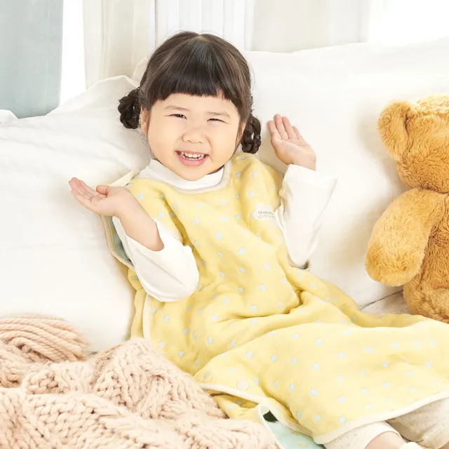 【MARURU】禮盒組 日本六層紗防踢背心 黃色甜心(彌月禮盒 新生兒禮盒 出生送禮 新生兒送禮)