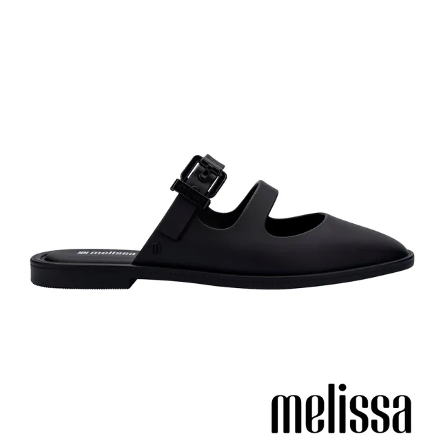 【Melissa】個性雙帶方頭涼跟鞋(黑色)