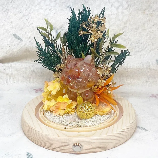 【OSTARA FLORIST 奧斯塔拉花藝】水晶擺件花禮『柴財招財』系列(永生花、節日花禮、升遷祝賀、水晶)