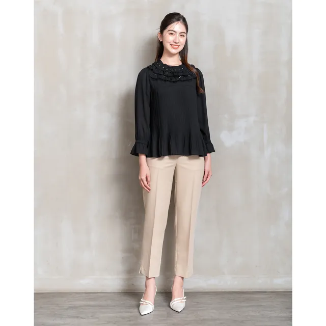 【perng yuh 芃諭名品】璀璨初見 層疊荷葉 珠飾 雪紡上衣(2026 SS Collection｜5A春夏新品上市)
