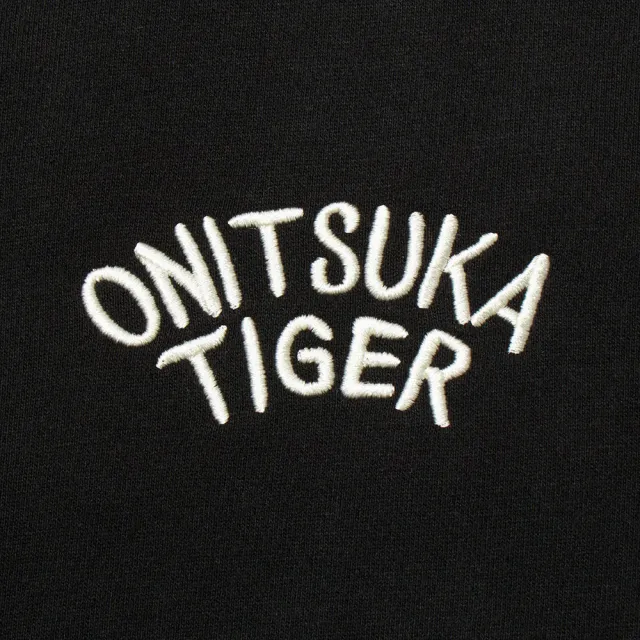 【Onitsuka Tiger】鬼塚虎-黑色底白色老虎刺繡長袖上衣(2183B562-001)