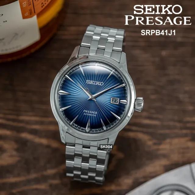 【SEIKO 精工】廣告款 PRESAGE Cocktail Time調酒師藍放射面40.5㎜款 SK004(SRPB41J1/4R35-01T0A)