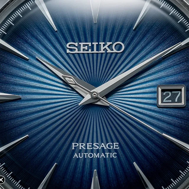 【SEIKO 精工】廣告款 PRESAGE Cocktail Time調酒師藍放射面40.5㎜款 SK004(SRPB41J1/4R35-01T0A)