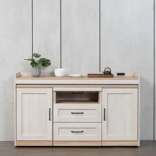 【H&D 東稻家居】BaroQue韓風收納王淺木紋餐櫃120cm(餐櫃 收納櫃)