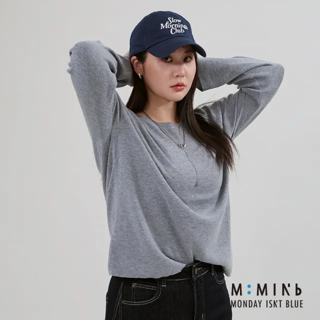 【M:MINb】不易皺簡約針織上衣(灰色/中大尺碼女裝/XL女裝/女裝/大尺碼上衣/針織上衣)
