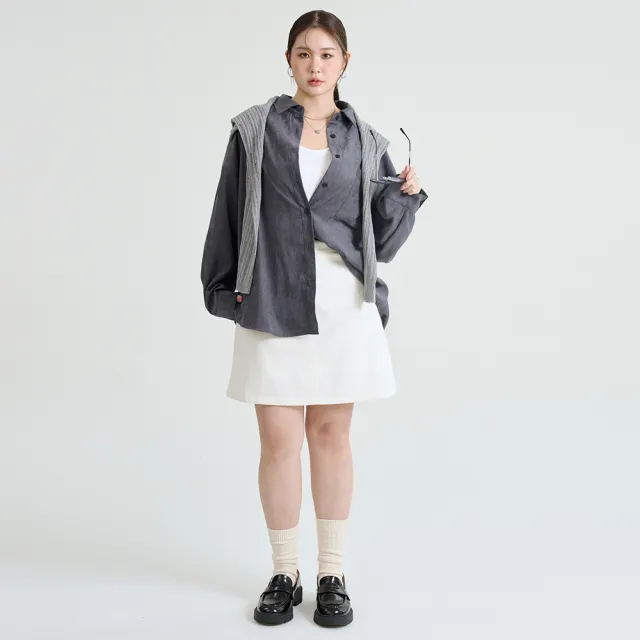 【M：MINb】遮胯必備燈芯絨A字短裙(米白/中大尺碼女裝/XL女裝/女裝/梨形穿搭/梨形友好/大尺碼)