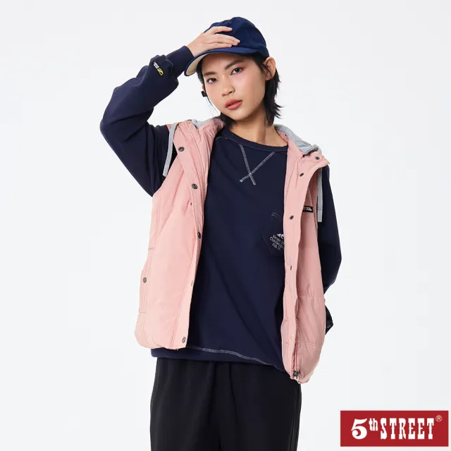 【5th STREET】雙11 女裝 背心外套 鋪棉背心 粉紅(550040)