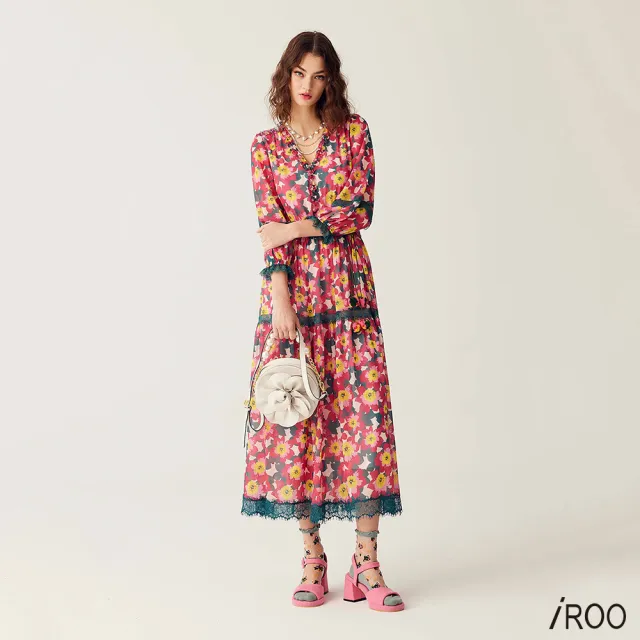 【iROO】炫彩花卉印花洋裝