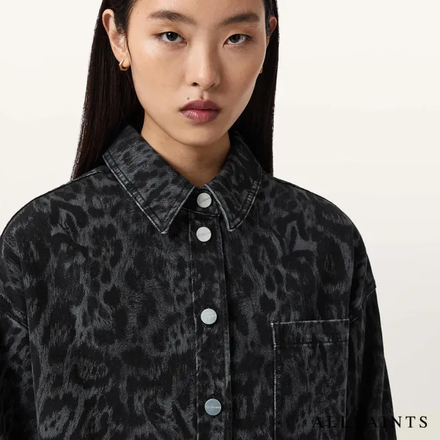 【ALLSAINTS】NICKY 豹紋印花寬鬆牛仔外套 W121PE(寬鬆版型)