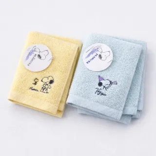 SNOOPY PEANUTS 史努比刺繡圖樣 日本製純棉毛巾方巾(2色任選 日本正版授權 )