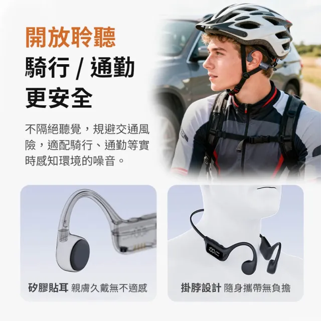【mimax 米覓】LED數顯螢幕骨傳導藍牙耳機 CS10 4色 (骨傳導耳機 藍牙耳機 IPX5防水)