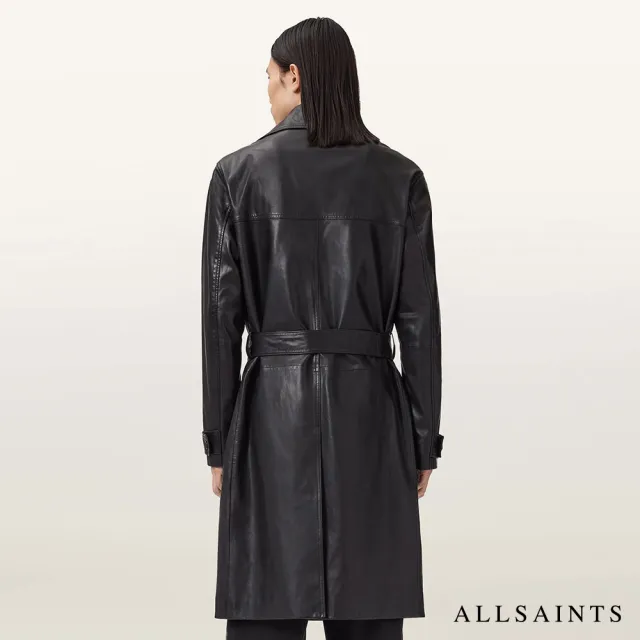 【ALLSAINTS】KELLETT 中長版雙排釦羊皮風衣皮衣 M026LD(常規版型)