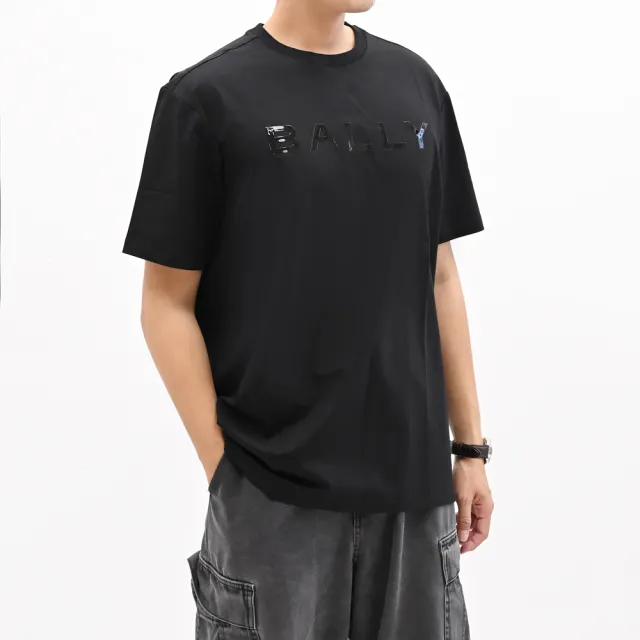 【BALLY】簡約經典LOGO素雅時尚極簡棉質短T恤(黑)