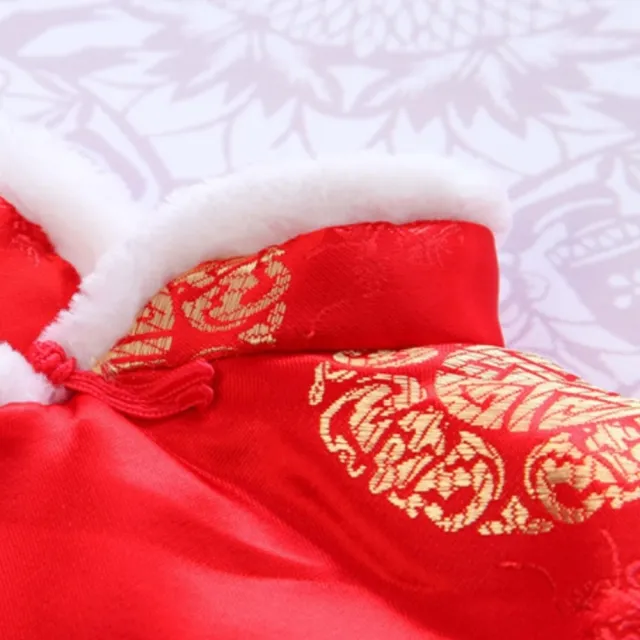 【橘魔法】新年毛毛領刺繡龍鳳背心 大童 男童 女童 兒童 童裝 過年 大紅 中國風 唐裝 旗袍 背心 中式