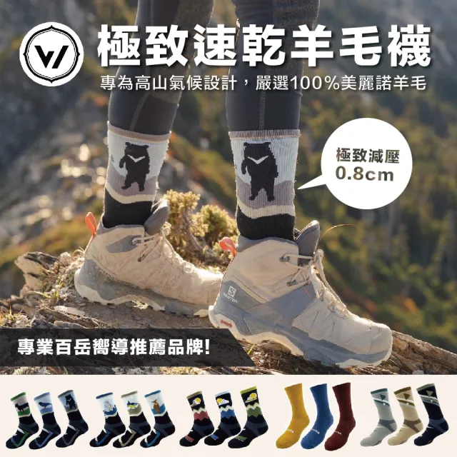 【WOAWOA】2雙組 極致速乾美麗諾登山羊毛襪-高筒(100%防縮美麗諾羊毛原紗 登山襪 保暖襪 除臭襪 厚襪)