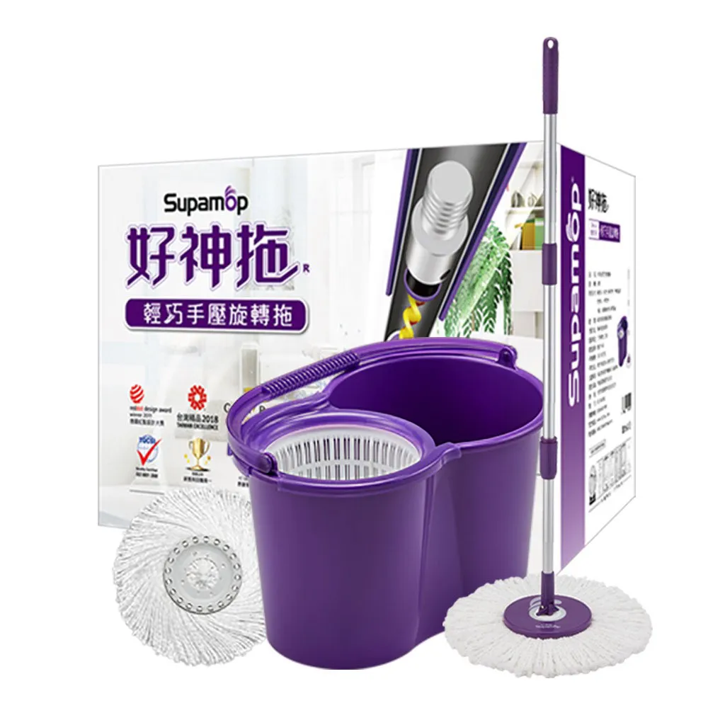 【好神拖】乖乖聯名款-馬上舞吉 手壓旋轉拖把組(1拖+1桶+2布)