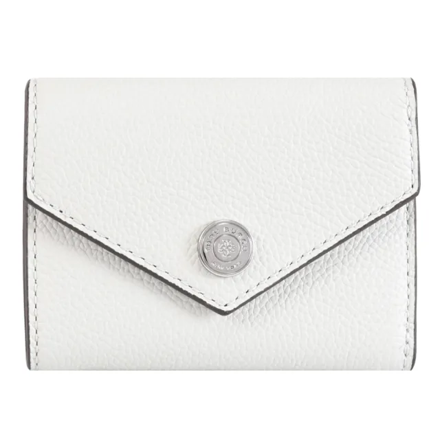 【TORY BURCH】內裏壓花皮革扣式三折小短夾(淺藍)