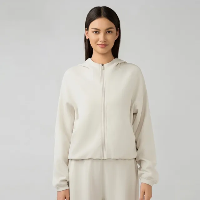 【巴黎精品】連帽運動外套彈力秋冬跑步健身服裸感親膚秋冬女裝(拉鍊開衫連帽女運動服6色n1mi30)